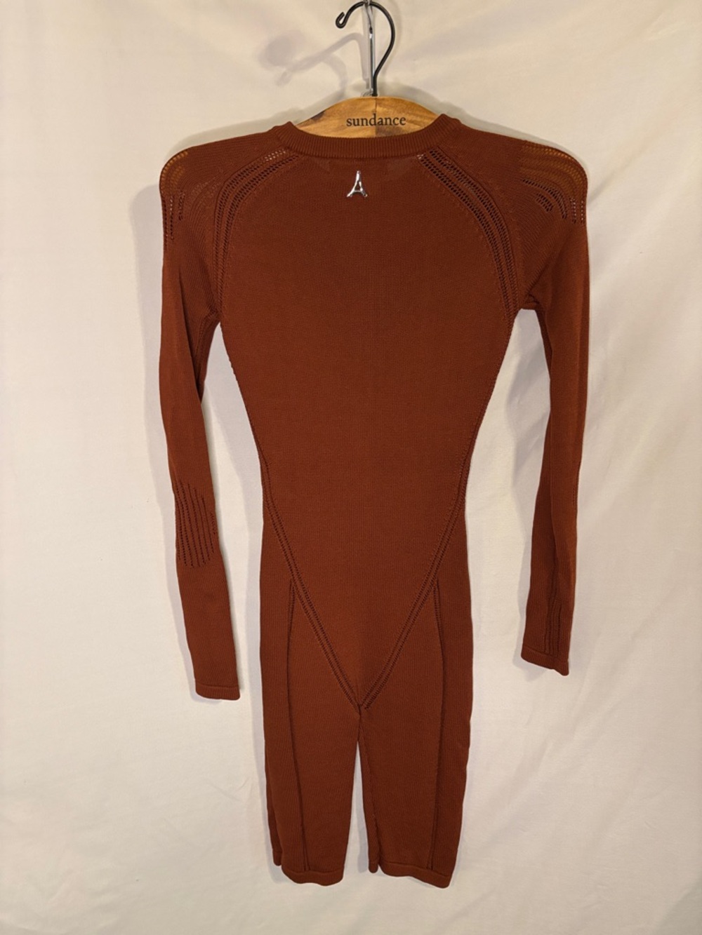 Seamless Zip-Front Ribbed Jumpsuit - Rust - Picture 6 of 7